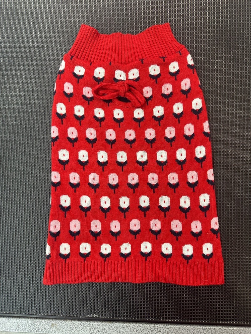 Red Floral Knit Pencil Skirt - Women's